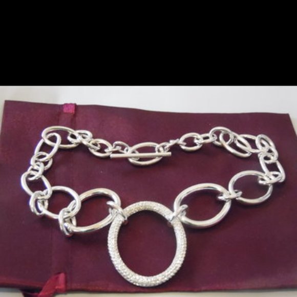 R. J. Graziano Silvertone Chain-Link Toggle Necklace 17" - Picture 1 of 6